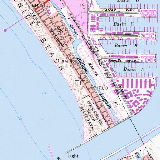 Topographic Map of Ballona Lagoon, CA