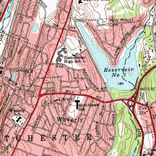 Topographic Map of Eastchester Census Designated Place, NY