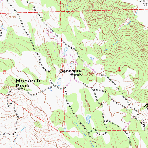 Topographic Map of Banchero Rock, CA