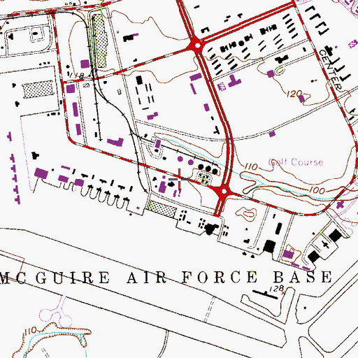 Topographic Map of McGuire Air Force Base Census Designated Place, NJ