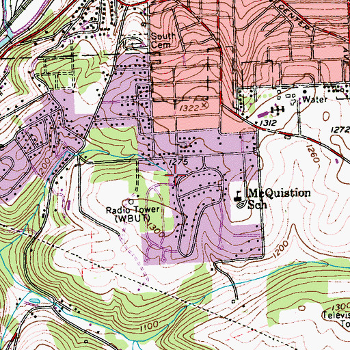 Topographic Map of Meadowood Census Designated Place, PA