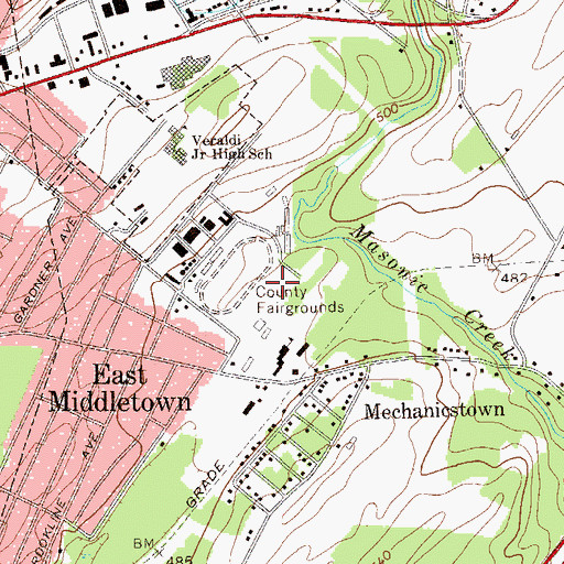 Topographic Map of Mechanicstown Census Designated Place, NY