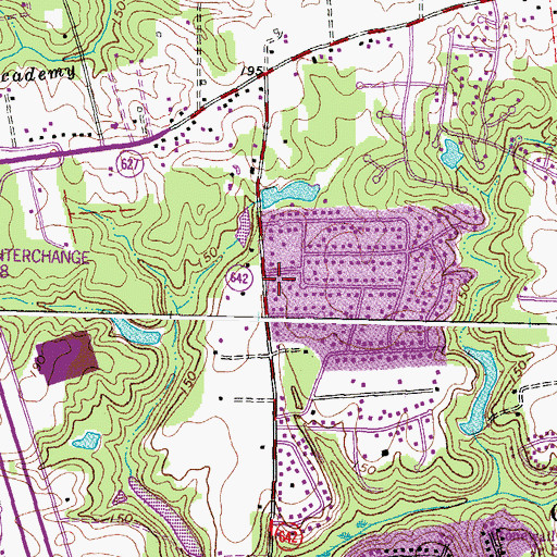 Topographic Map of Mechanicsville Census Designated Place, VA
