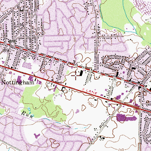 Topographic Map of Mercerville-Hamilton Square Census Designated Place (historical), NJ