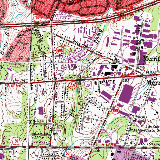 Topographic Map of Merrifield Census Designated Place, VA