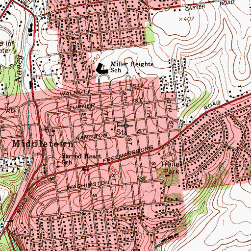 Topographic Map of Middletown Census Designated Place, PA