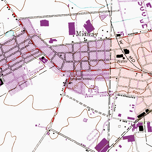 Topographic Map of Midway Census Designated Place, PA