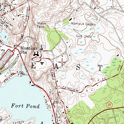 Topographic Map of Montauk Census Designated Place, NY