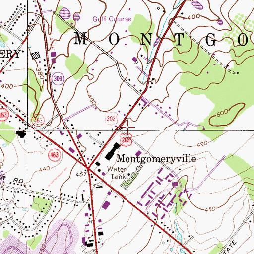 Topographic Map of Montgomeryville Census Designated Place, PA