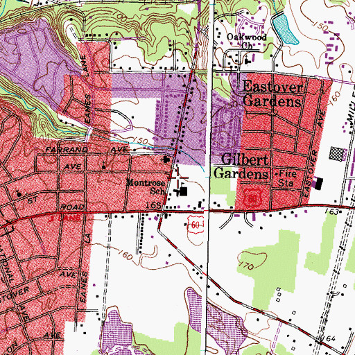 Topographic Map of Montrose Census Designated Place, VA