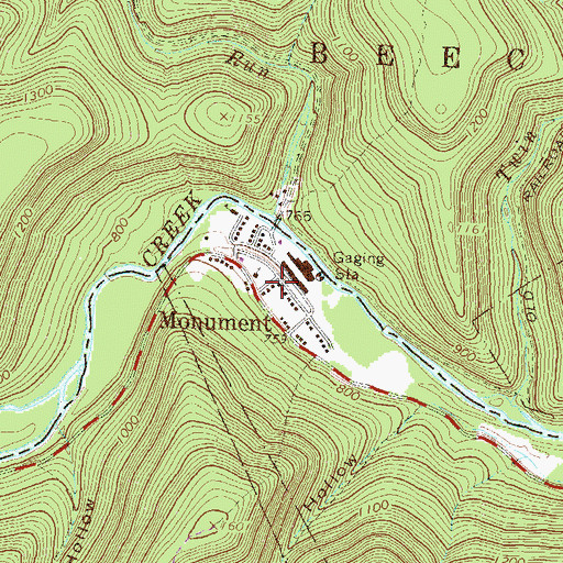 Topographic Map of Monument Census Designated Place, PA