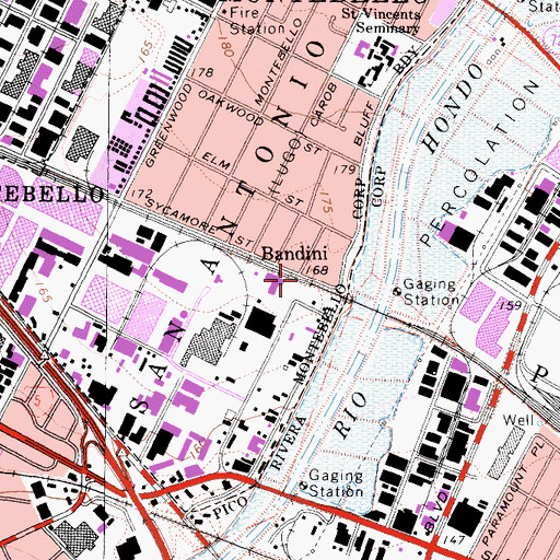 Topographic Map of Bandini, CA