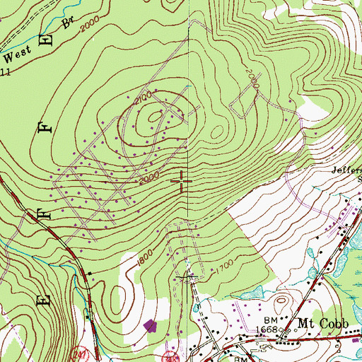 Topographic Map of Mount Cobb Census Designated Place, PA