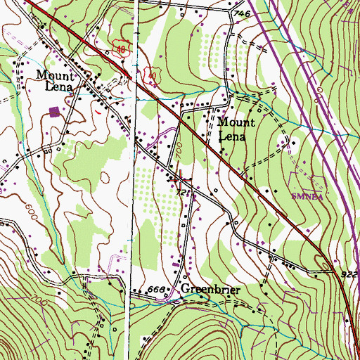 Topographic Map of Mount Lena Census Designated Place, MD