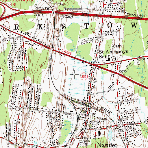 Topographic Map of Nanuet Census Designated Place, NY