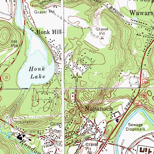 Topographic Map of Napanoch Census Designated Place, NY