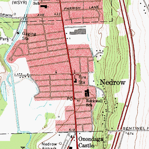 Topographic Map of Nedrow Census Designated Place, NY
