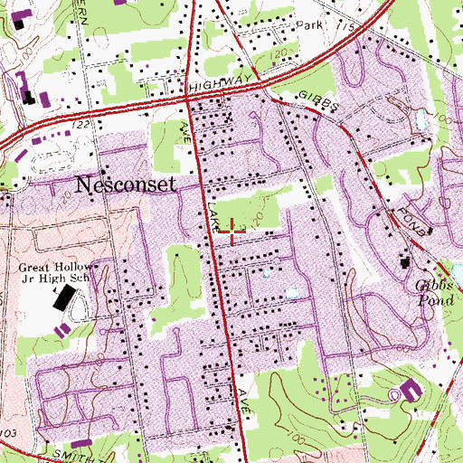 Topographic Map of Nesconset Census Designated Place, NY