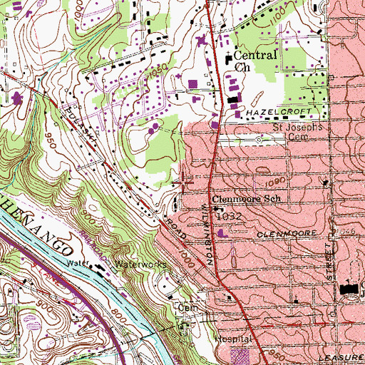 Topographic Map of New Castle Northwest Census Designated Place, PA