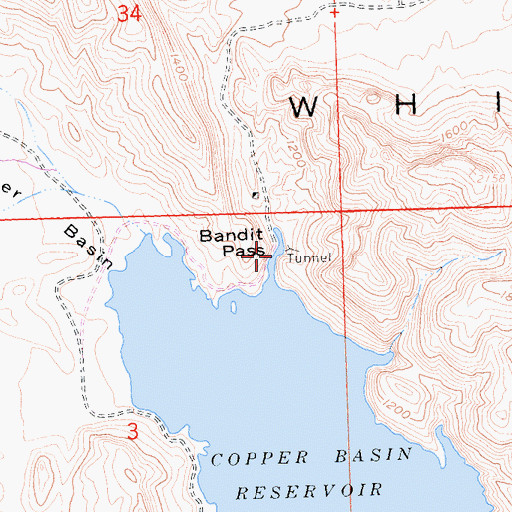 Topographic Map of Bandit Pass, CA