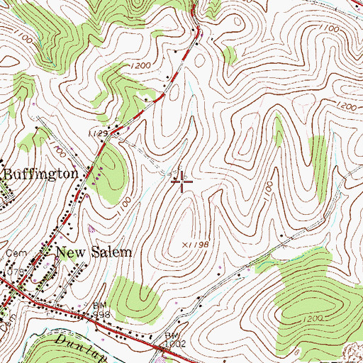 Topographic Map of New Salem-Buffington Census Designated Place (historical), PA