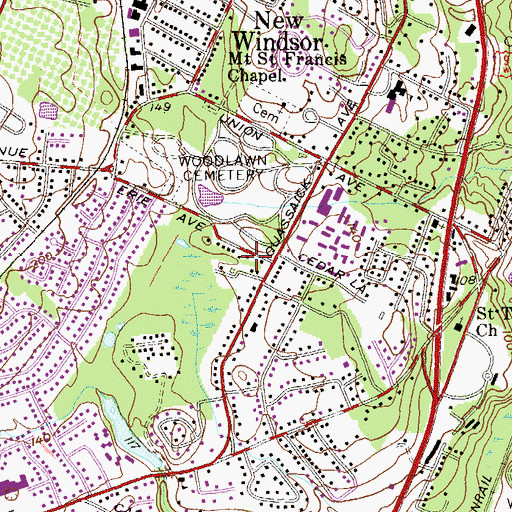 Topographic Map of New Windsor Census Designated Place, NY