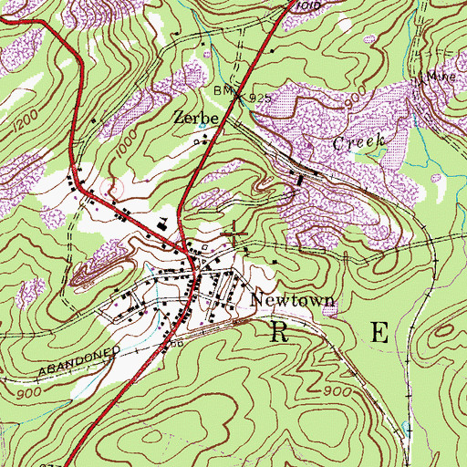 Topographic Map of Newtown Census Designated Place, PA