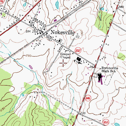 Topographic Map of Nokesville Census Designated Place, VA