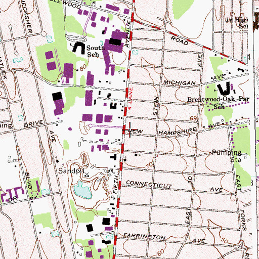 Topographic Map of North Bay Shore Census Designated Place, NY