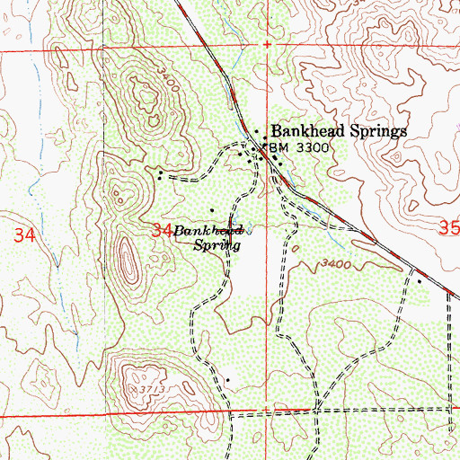 Topographic Map of Bankhead Spring, CA