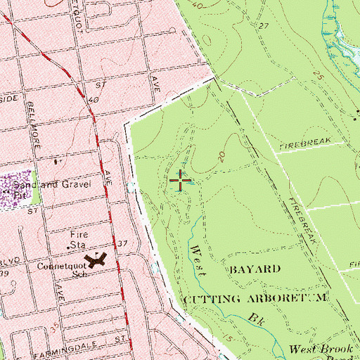 Topographic Map of North Great River Census Designated Place, NY