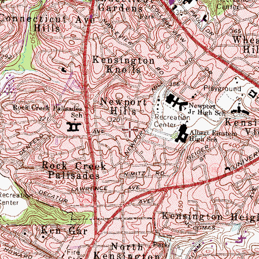 Topographic Map of North Kensington Census Designated Place, MD