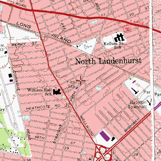 Topographic Map of North Lindenhurst Census Designated Place, NY