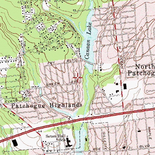 Topographic Map of North Patchogue Census Designated Place, NY