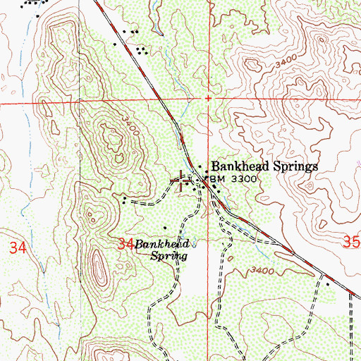 Topographic Map of Bankhead Springs, CA