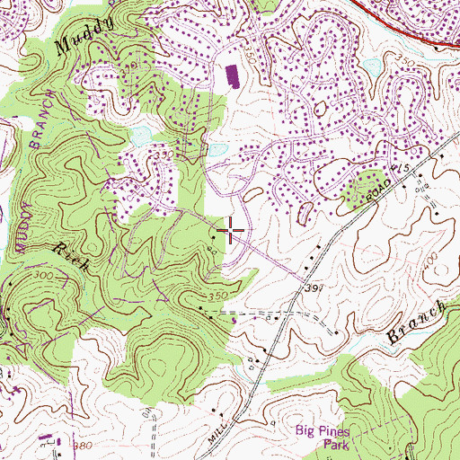 Topographic Map of North Potomac Census Designated Place, MD