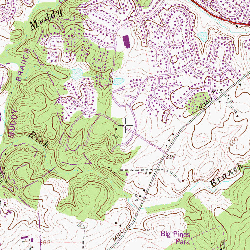 Topographic Map of North Potomac Census Designated Place, MD