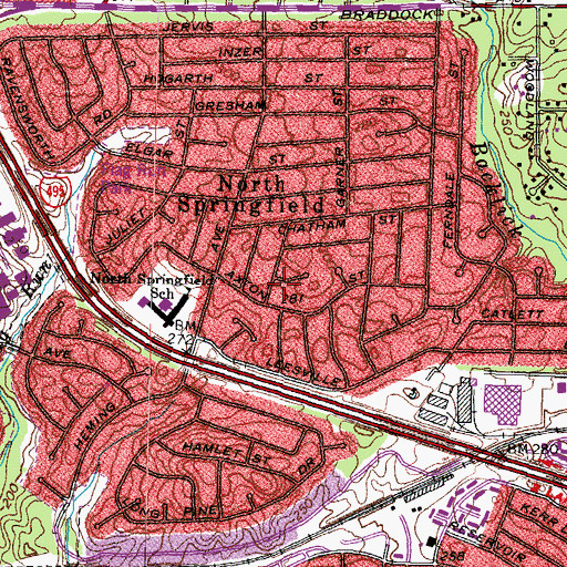 Topographic Map of North Springfield Census Designated Place, VA