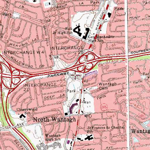 Topographic Map of North Wantagh Census Designated Place, NY