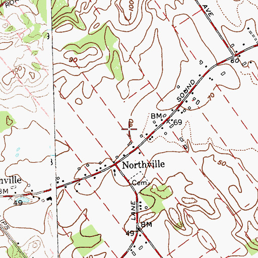 Topographic Map of Northville Census Designated Place, NY