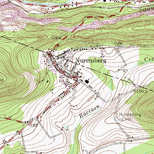 Topographic Map of Nuremberg Census Designated Place, PA