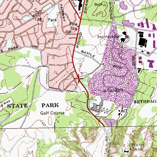 Topographic Map of Old Bethpage Census Designated Place, NY