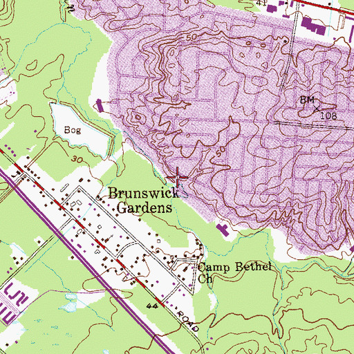 Topographic Map of Old Bridge Census Designated Place, NJ