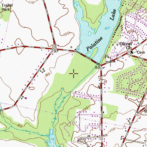 Topographic Map of Olivet Census Designated Place, NJ