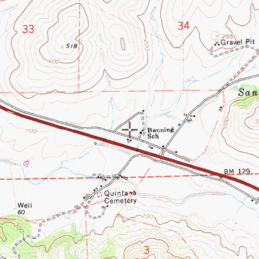 Topographic Map of Banning School, CA