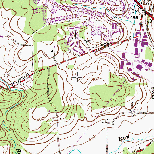 Topographic Map of Owings Mills Census Designated Place, MD