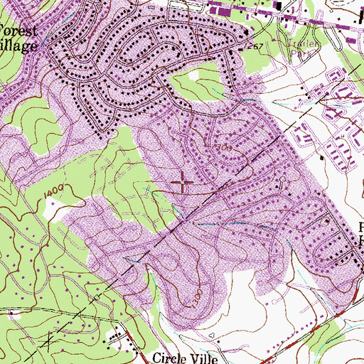 Topographic Map of Park Forest Village Census Designated Place, PA
