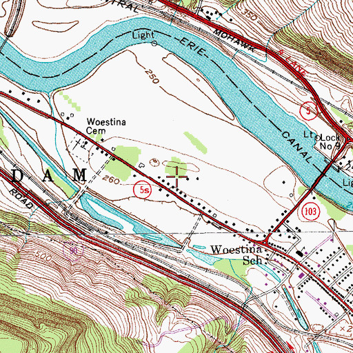 Topographic Map of Pattersonville-Rotterdam Junction Census Designated Place, NY