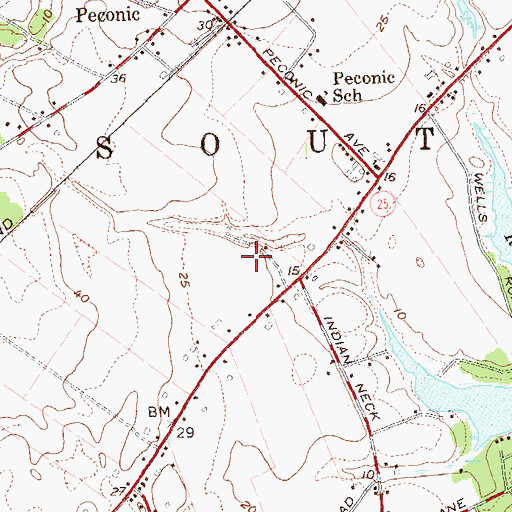 Topographic Map of Peconic Census Designated Place, NY