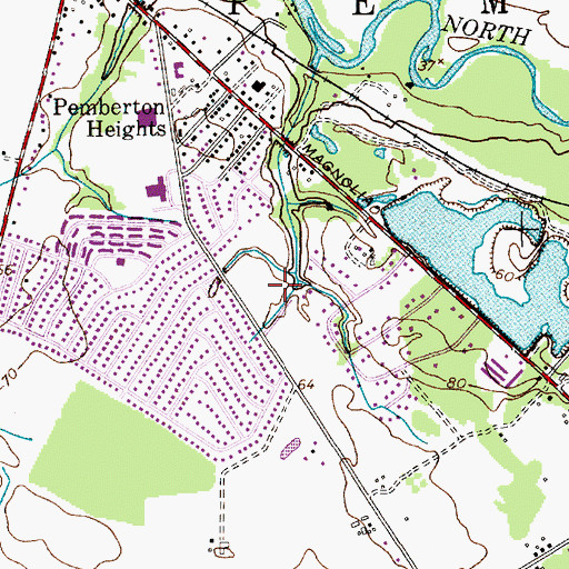 Topographic Map of Pemberton Heights Census Designated Place, NJ